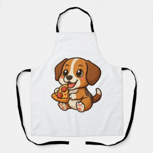 Süßer Beagle-Hund Pizza Pizza Liebhaber Cartoon Schürze