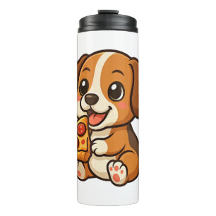 Süßer Beagle-Hund Pizza Pizza Liebhaber Cartoon Thermosbecher