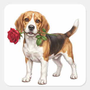 Süßer Beagle-Hund Quadratischer Aufkleber
