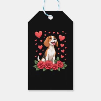 Süßer Beagle mit roten Rosen Herzen Floral Valenti Geschenkanhänger
