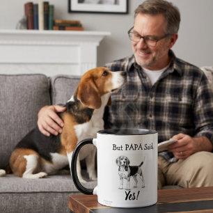 Süßer Beagle Schwarz/Weiße Typografie Personalisie Tasse