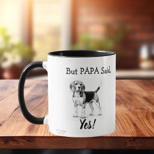Süßer Beagle Schwarz/Weiße Typografie Personalisie Tasse