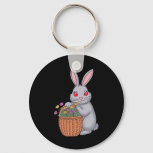 Süßer bekiffter Osterhase mit Blumenstrauß Schlüsselanhänger
