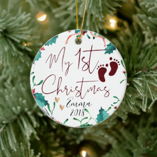 Süßer benutzerdefinierter Foto-Baby-Weihnachtsbaum Keramik Ornament