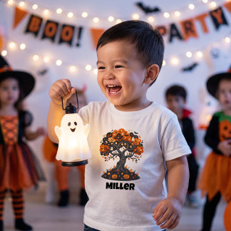 Süßer benutzerdefinierter Halloween-Baum Baby T-shirt