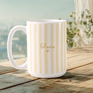 Süßer benutzerdefinierter Name Gelbe Streifen Mädc Kaffeetasse