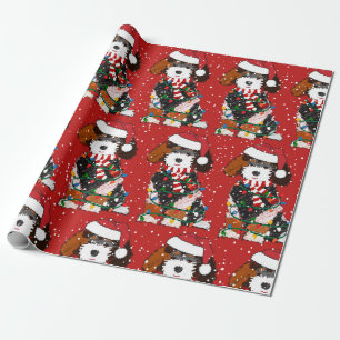 Süßer Bernedoodle-Berghund Rot Geschenkpapier