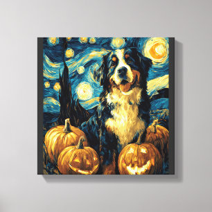Süßer Berner Sennenhund Halloween-Kürbisgesicht Leinwanddruck