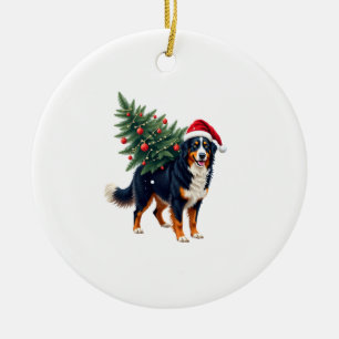 Süßer Berner Sennenhund in einem Weihnachtsbaum fü Keramik Ornament