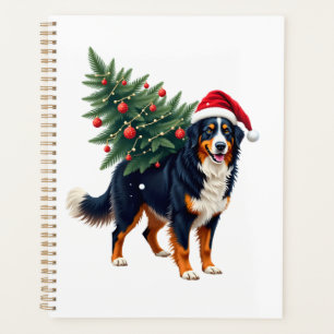 Süßer Berner Sennenhund in einem Weihnachtsbaum fü Planer