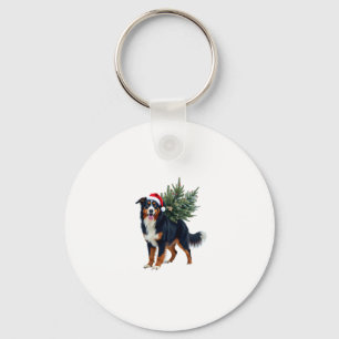 Süßer Berner Sennenhund in einem Weihnachtsbaum fü Schlüsselanhänger