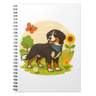 Süßer Berner Sennenhund mit Sonnenblume & Schmette Notizblock