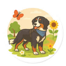 Süßer Berner Sennenhund mit Sonnenblume & Schmette