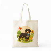 Süßer Berner Sennenhund mit Sonnenblume & Schmette