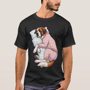 Süßer Bernhardiner-Hund schläft in Pyjamas Bettzei T-Shirt