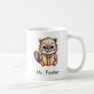 Süßer Biber beim Lesen eines Buches Custom Kaffeetasse