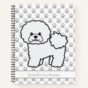 Süßer Bichon Frise Cartoon-Hund mit individuellem Notizbuch