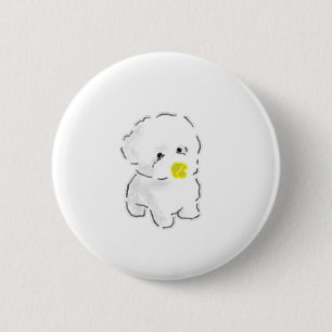 Süßer Bichon Frise Hund mit Entenschnabelmaulkorb Button