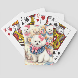Süßer Bichon Frisé nahtlos Spielkarten