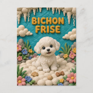 Süßer Bichon Frise Welpe, Baby Hund Postkarte