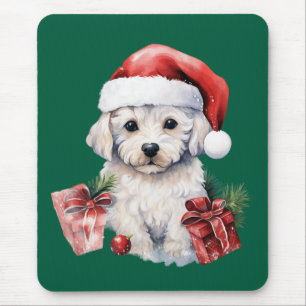 Süßer Bichon Frise zu Weihnachten Mousepad
