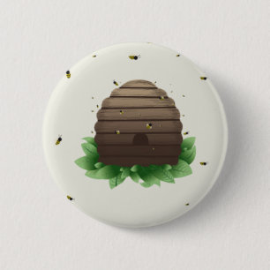 süßer Bienenstock und Bienenschwarm Button