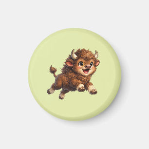 Süßer Bison mit großen Augen Glückliches Wildtier- Magnet