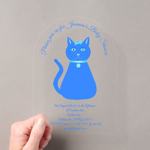 Süßer blauer Baby-Junge-Katze individuelle Babypar Acryleinladungen