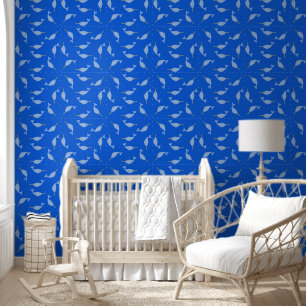 Süßer blauer Baby-Junge-Narwal-Muster Tapete
