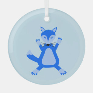 Süßer blauer Baby-Jungen-Fuchs Ornament Aus Glas