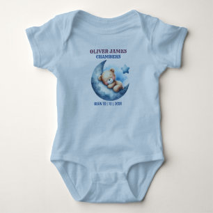 Süßer blauer Babybär Halbmond Baby Strampler