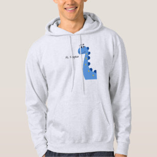 Süßer blauer Dinosaurier - Benutzerdefinierter Nam Hoodie
