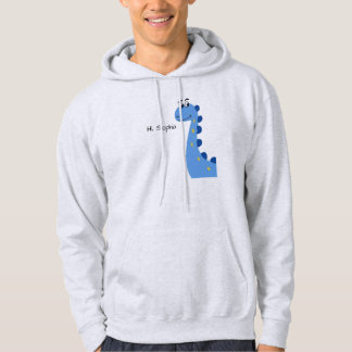 Süßer blauer Dinosaurier - Benutzerdefinierter Nam Hoodie