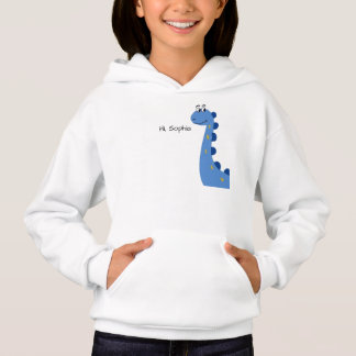 Süßer blauer Dinosaurier - Benutzerdefinierter Nam Hoodie