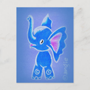 Süßer blauer Elefant Postkarte