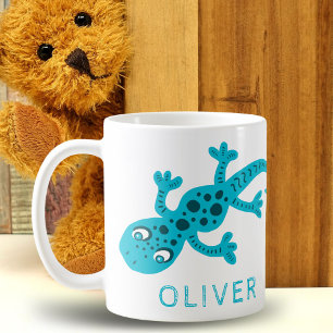 Süßer blauer Gecko-Echsen-Kindername Kaffeetasse