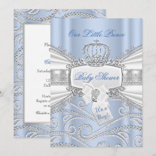 Süßer blauer kleiner Prinz Junge Baby Shower Einladung