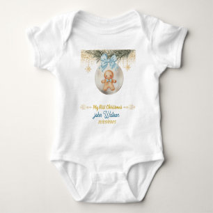 Süßer blauer Lebkuchenjunge Mein erstes Weihnachte Baby Strampler