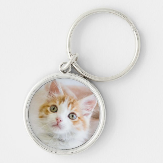 Süßer blauer mit Augen Kitty Schlüsselanhänger (Vorne)
