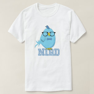 Süßer blauer Nerd-Vogel T-Shirt
