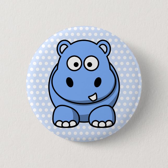 Süßer blauer Nilpferd Button (Vorderseite)