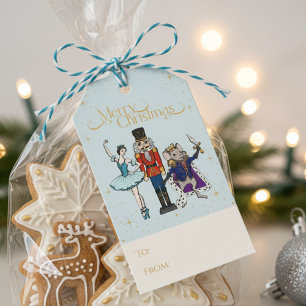 Süßer blauer Nussknacker Frohe Weihnachten von und Geschenkanhänger