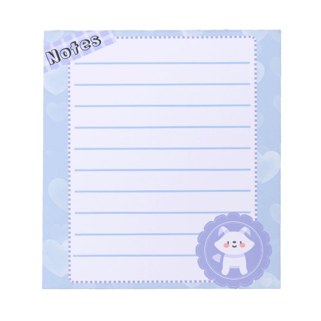 Süßer blauer Pastell-Babywolf  Notizblock (Vorderseite)