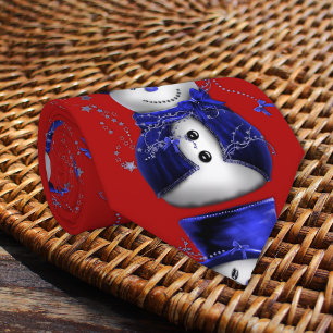 Süßer blauer Schneemann Weihnachten Krawatte