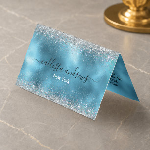 Süßer blauer silberner falscher Glitter Visitenkarten