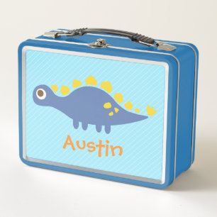 Süßer blauer Stegosaurus-Dinosaurier, personalisie Metall Brotdose