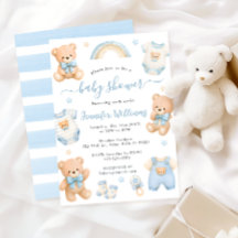 Süßer blauer Teddybär Boho Baby Boy Shower
