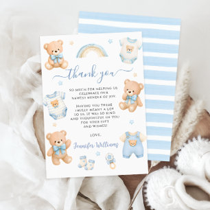Süßer blauer Teddybär Boho-Kleidung Baby-Junge Sho Dankeskarte