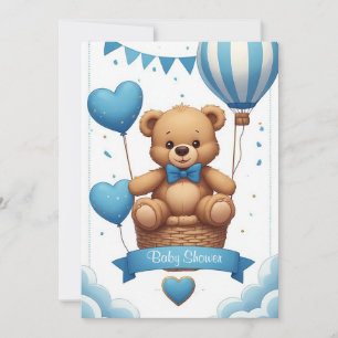 Süßer blauer Teddybär zur Babyparty 🧸 Einladung
