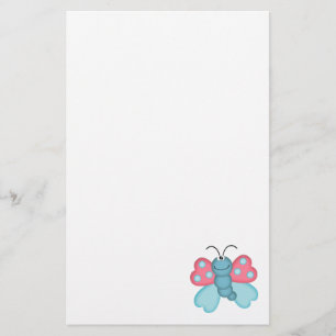 süßer blauer und rosa Schmetterling Briefpapier
